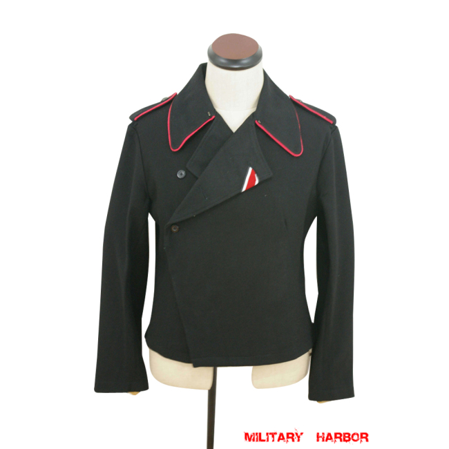 WWII German Heer hot pink collar thread panzer black wool wrap/jacket