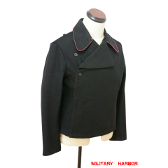 WWII German SS hot pink collar thread panzer black wool wrap jacket