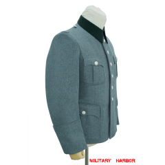 WWII German Police General Officer Wool Service Tunic Jacket With Deep Green Collar 6 Buttons
