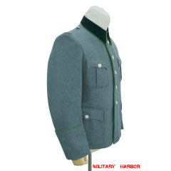WWII German Police General Officer Wool Modified Tunic Jacket With Deep Green Collar 5 Buttons