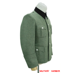 WWII German SS M36 officer wool service tunic Jacket black collar