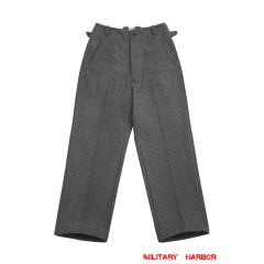 WWII German SS Stone Grey Wool Straight Trousers