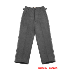 WWII German SS Stone Grey Wool Straight Trousers With Pipe