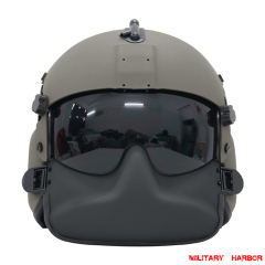 HGU-56P Helicopter Pilot Helmet with Dual lens and face shield airsoft ABS replica green
