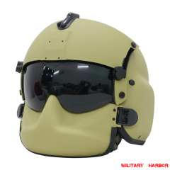 HGU-56P Helicopter Pilot Helmet with Dual lens and face shield airsoft ABS replica yellow green
